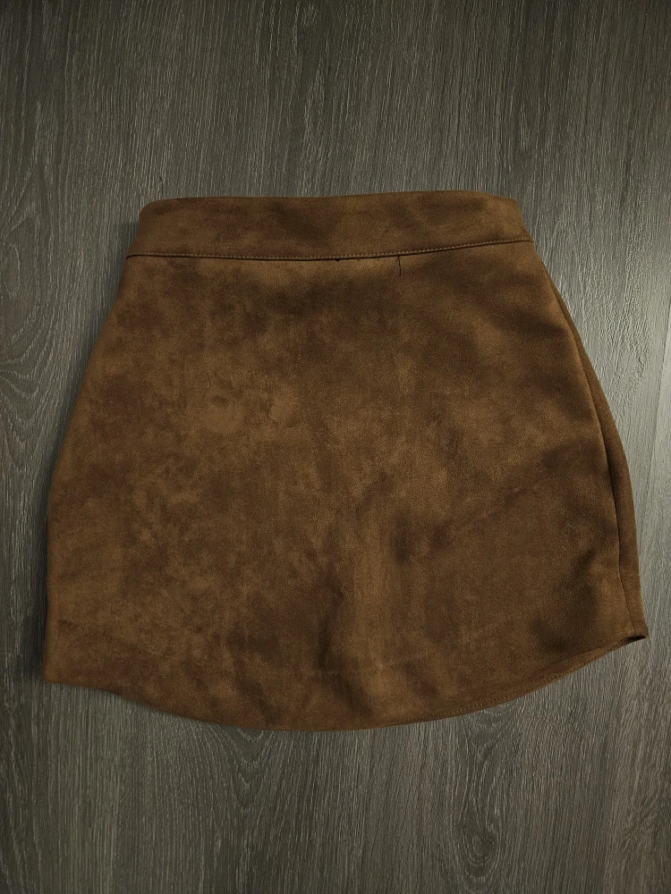 Stradivarius Brown Suede Mini Skirt - Size S