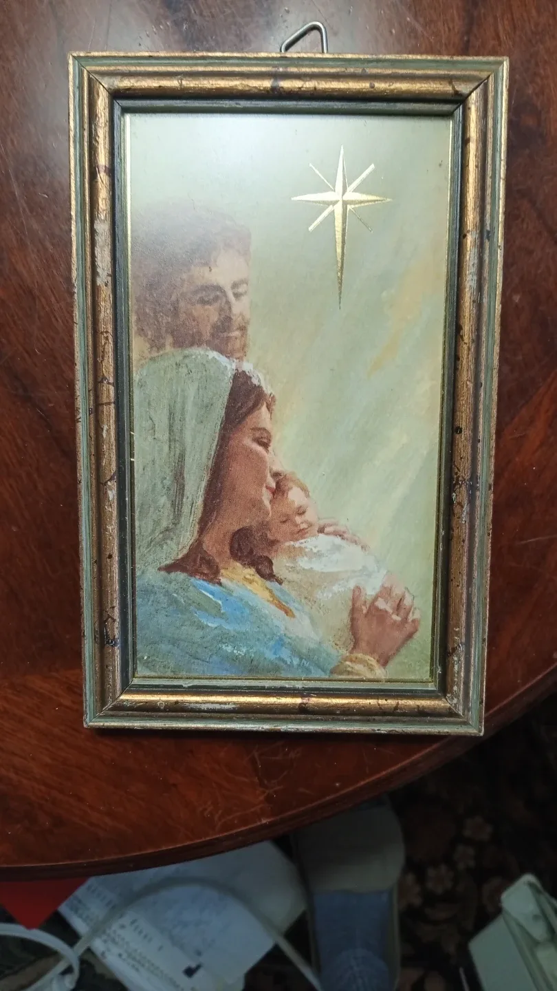 Vintage Framed Holy Family Print