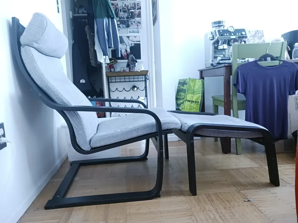 IKEA Poang Chair and Ottoman - Grey