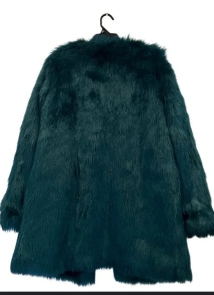 Wendy Williams Emerald Green Faux Fur Coat