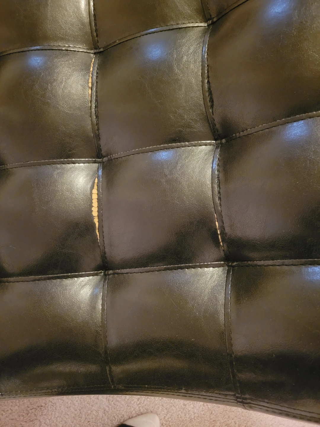 Tufted Black Leather Chaise Lounge - photo 2