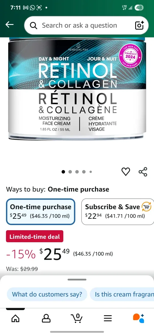 Retinol & Collagène Moisturizing Face Cream (55 ml) image indicator(2)