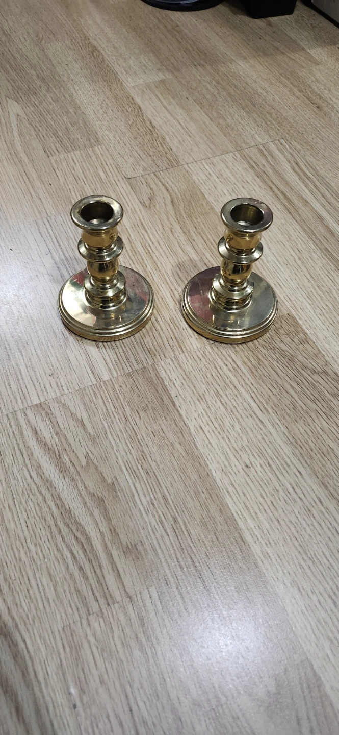 Solid Brass Candlestick Holders - Set of 2