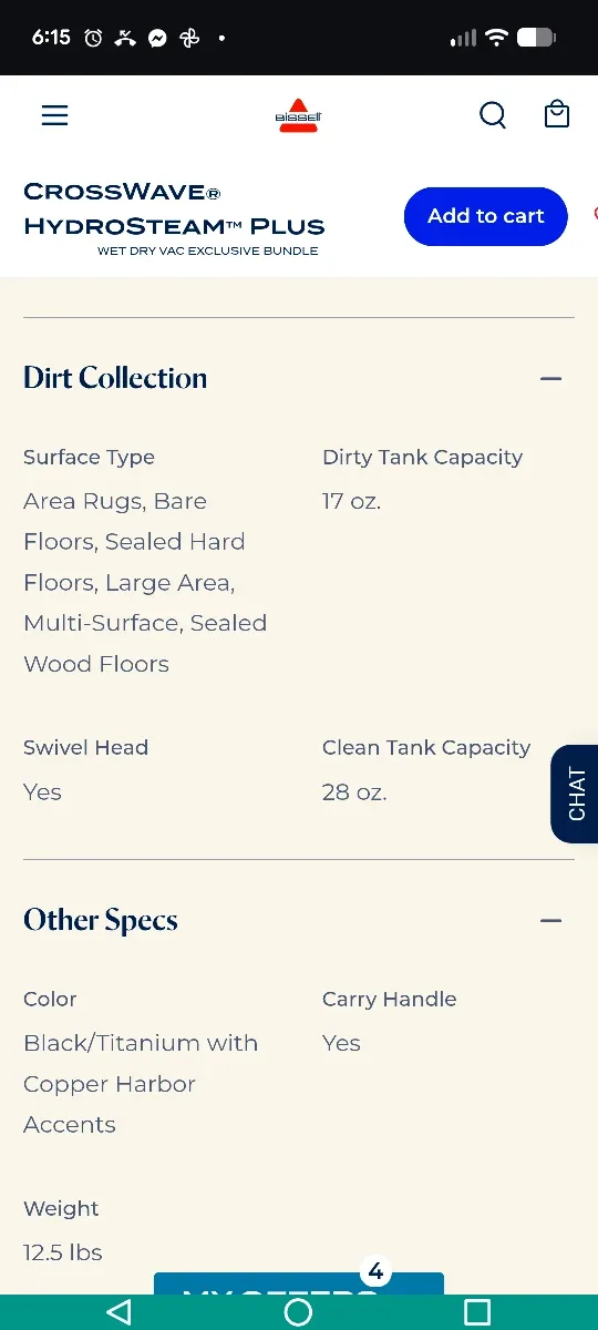 Bissell CrossWave HydroSteam Plus - Like New! image indicator(8)