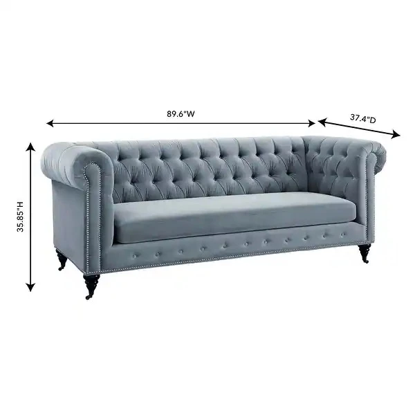 Gray Chesterfield Style Sofa - 89.6"W