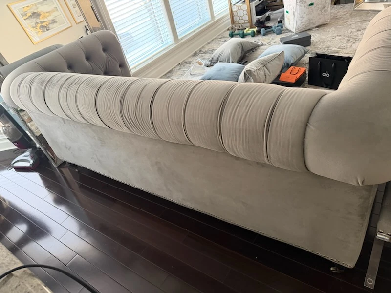 Gray Chesterfield Style Sofa - 89.6"W - photo 3