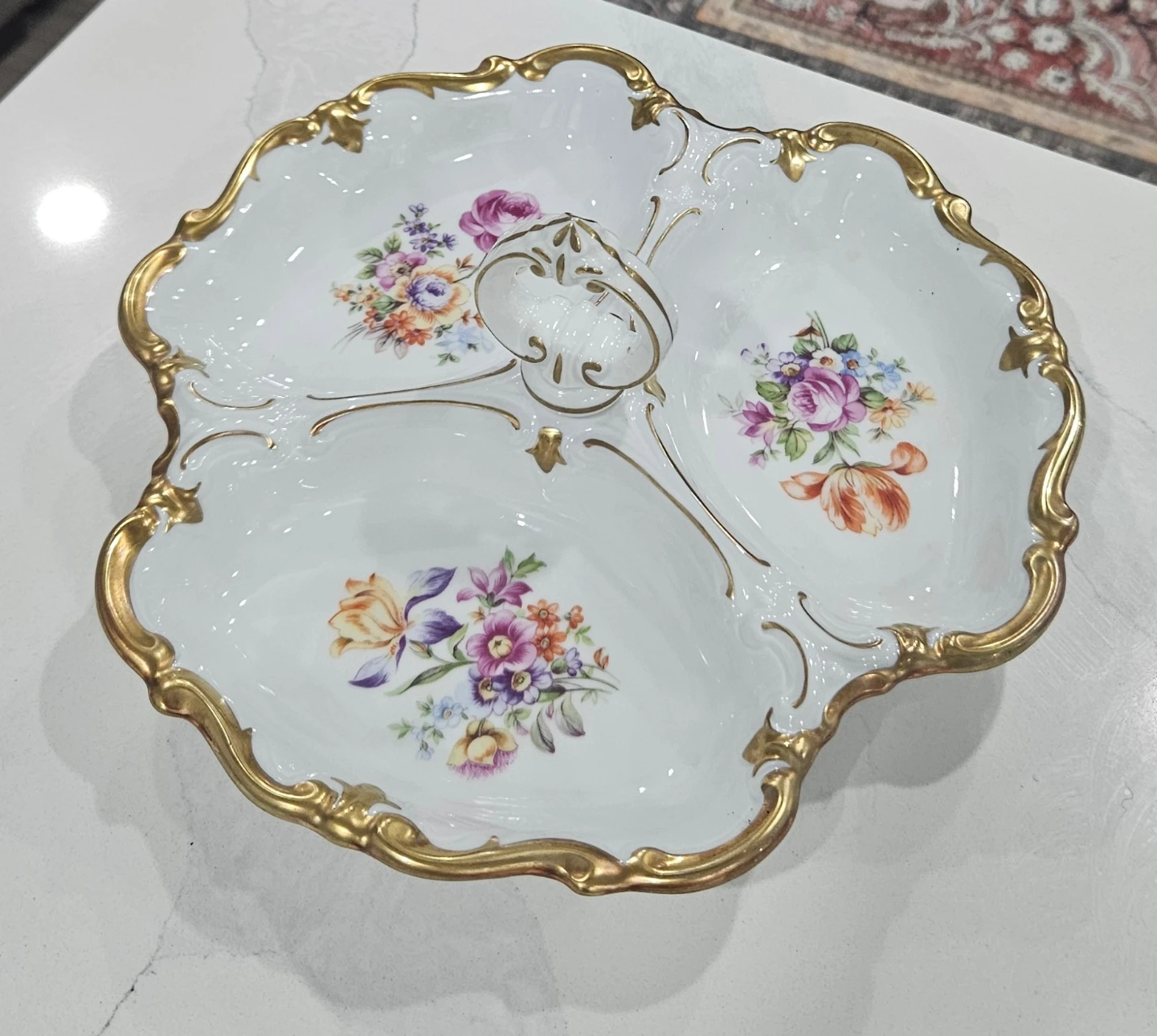 Reichenbach Fine China 3 section Floral serving dish