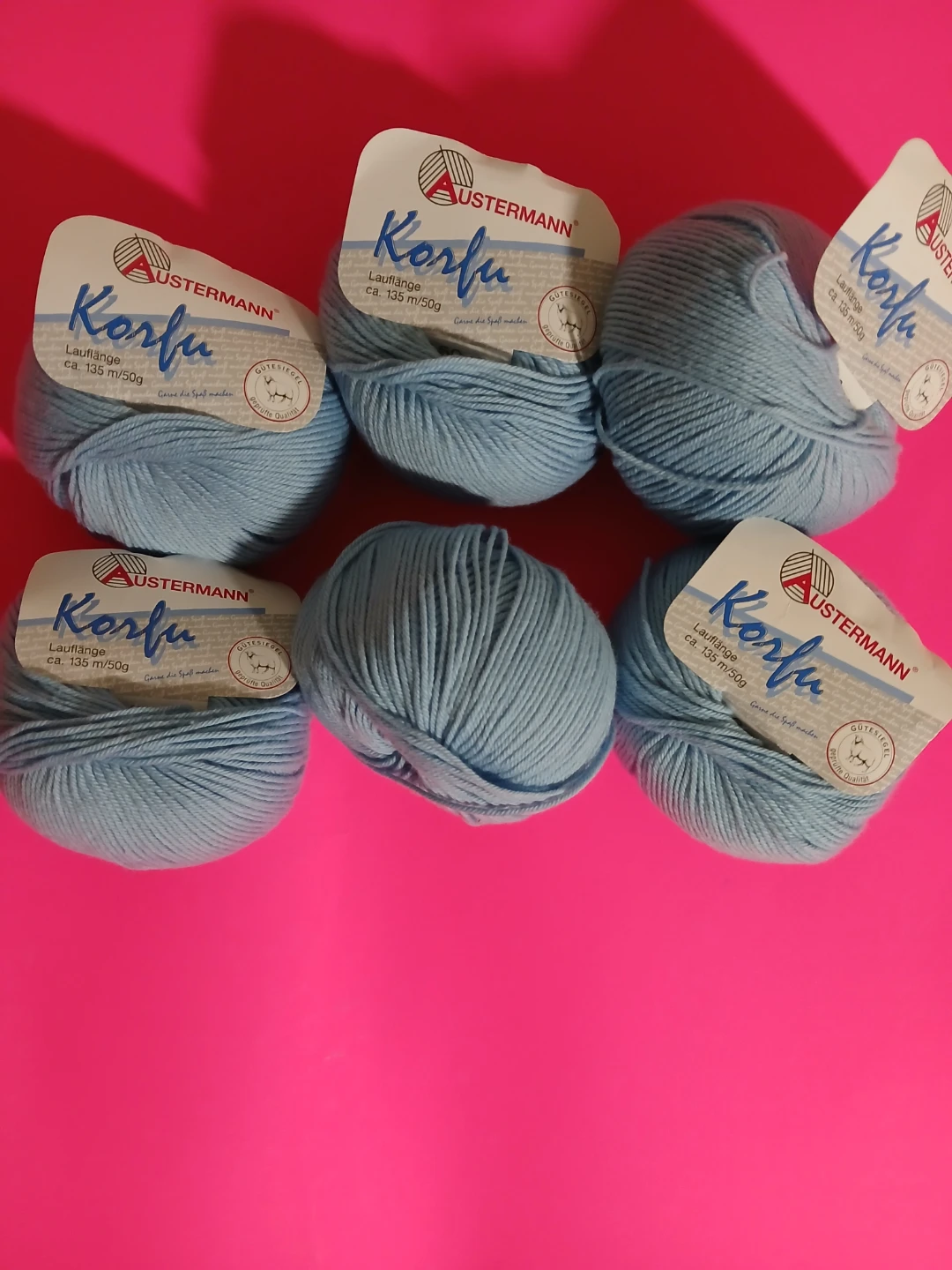 AUSTERMANN Korfu Yarn - Light Blue, 6 Skeins - photo 2