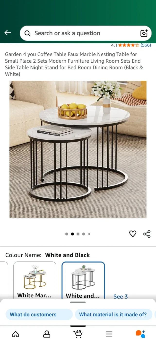 Garden 4 You Coffee Table - White & Black image indicator(2)
