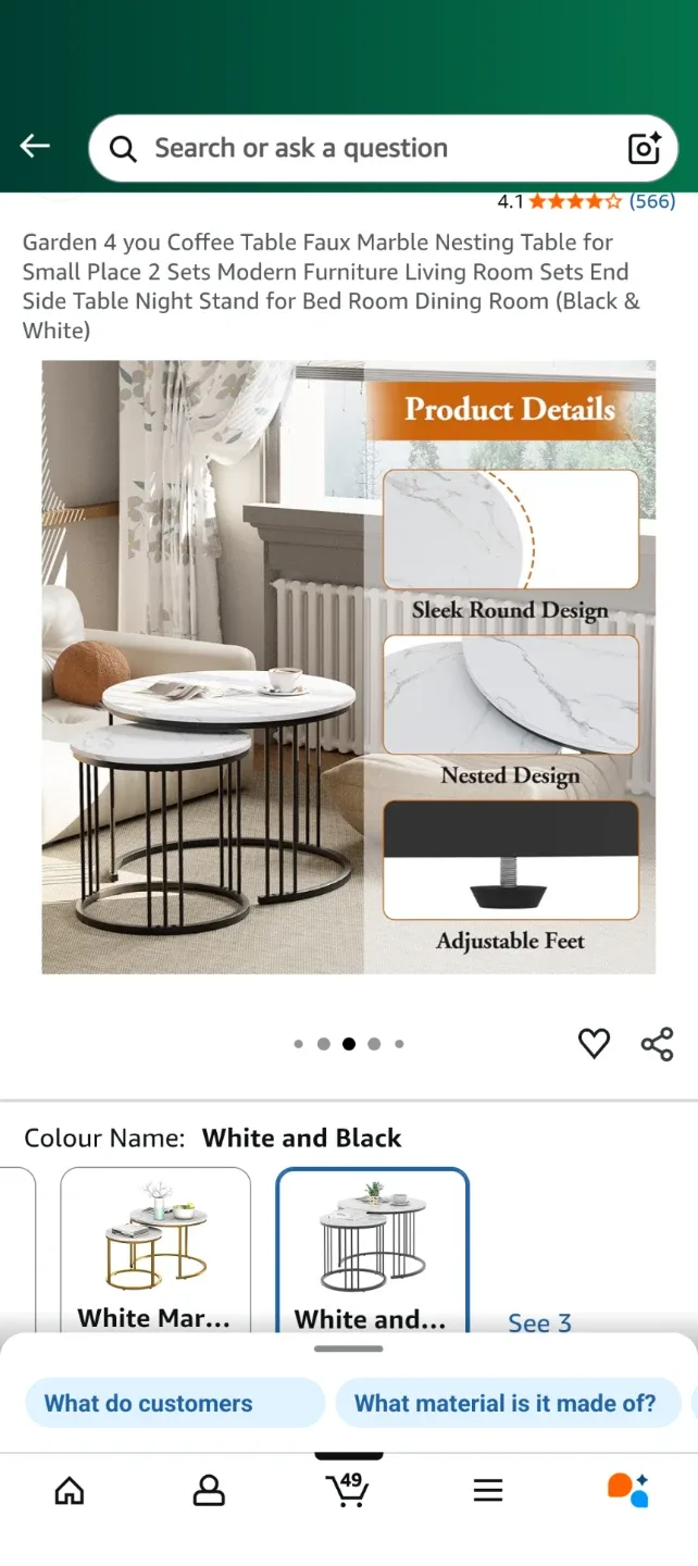 Garden 4 You Coffee Table - White & Black image indicator(4)