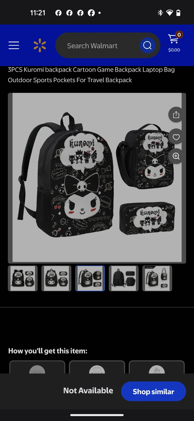 Kuromi 3PCS Backpack Set - NEW - photo 5
