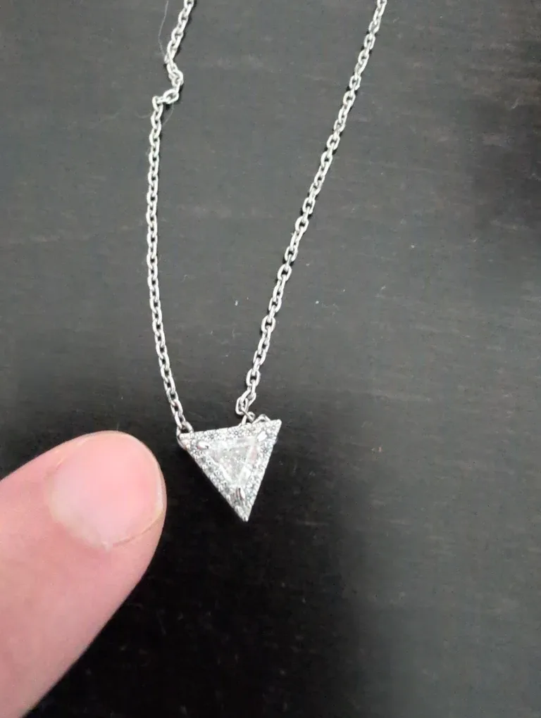 Swarovski Silver Triangle Pendant Necklace image indicator(4)