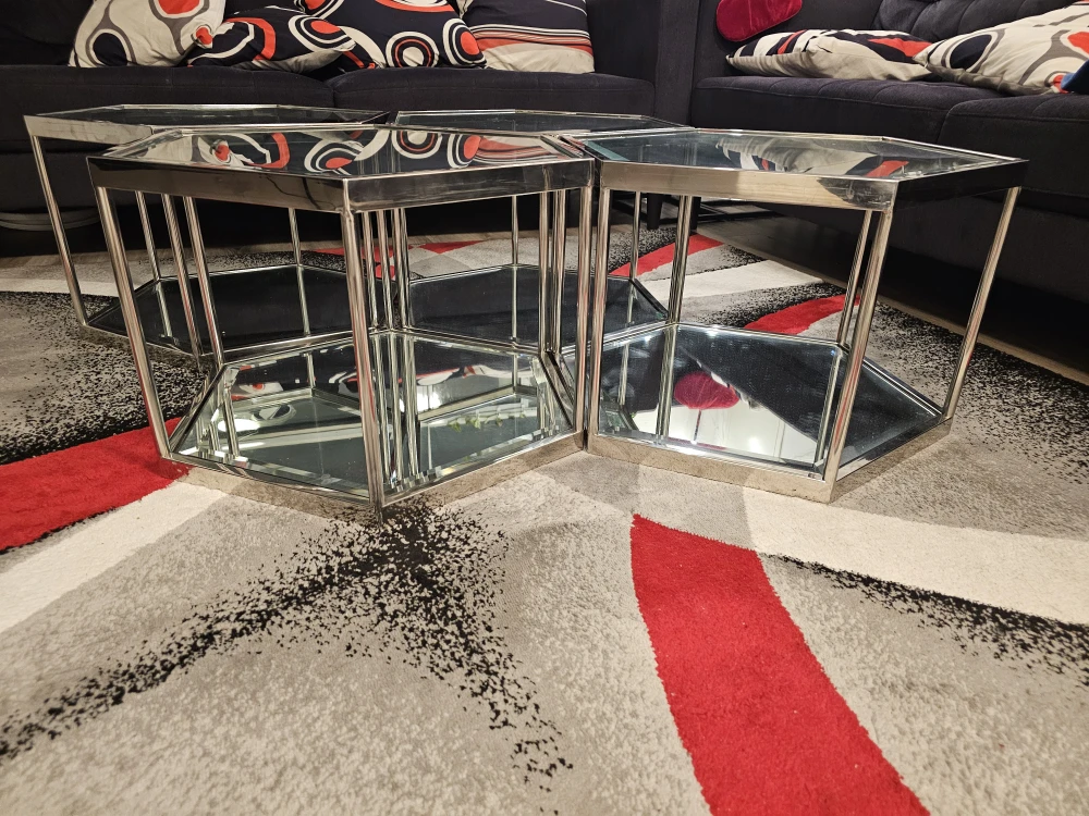 Hexagonal Mirrored Accent Tables - Set of 4 - photo 4