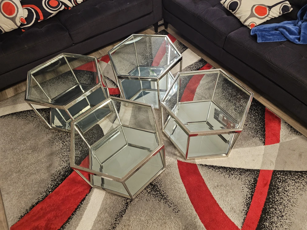 Hexagonal Mirrored Accent Tables - Set of 4 - photo 5