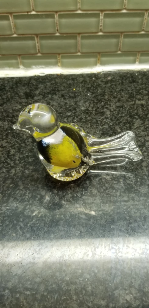 Glass Bird Figurine - Yellow and Black