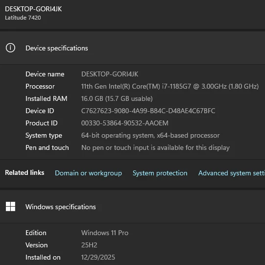 2021, i7-1185G7, 16gb, 512gb SSD, Win11Pro, Dell Latitude 7420 - photo 3