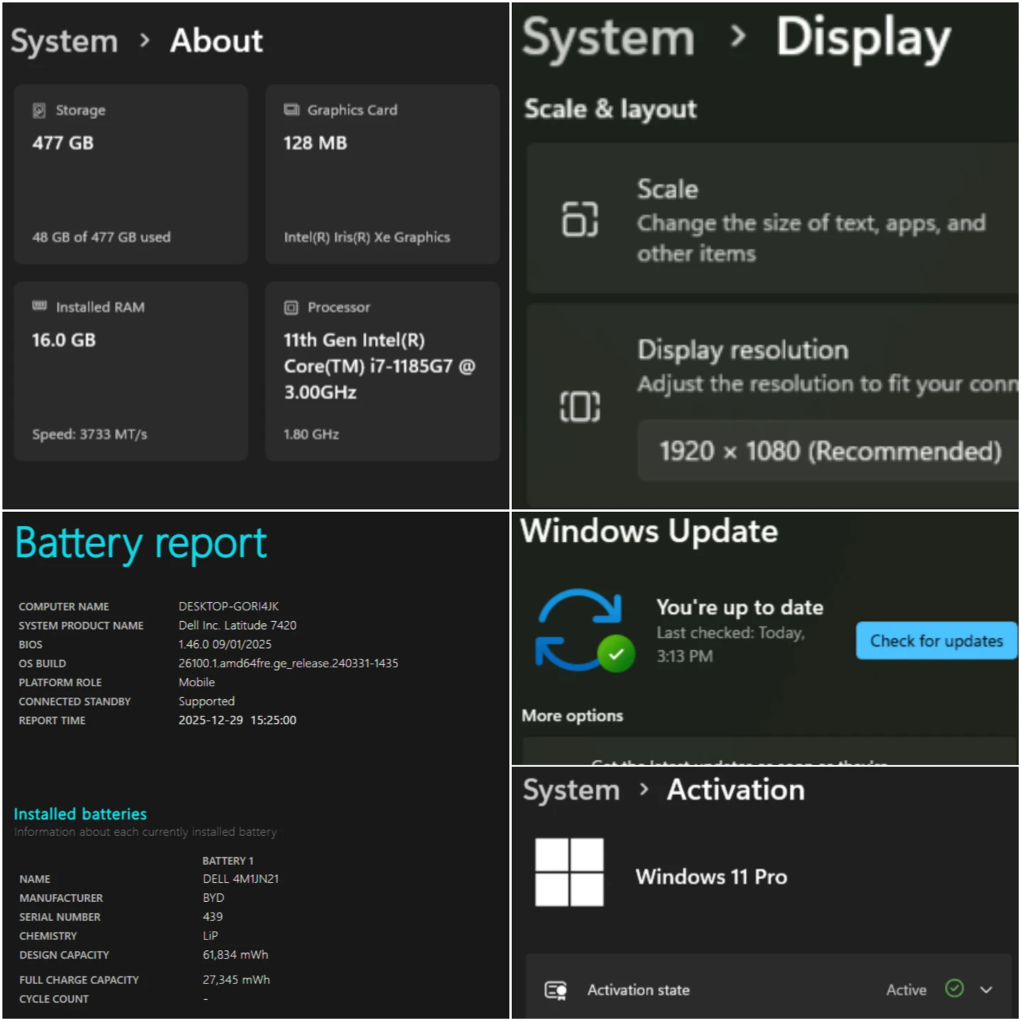 2021, i7-1185G7, 16gb, 512gb SSD, Win11Pro, Dell Latitude 7420 - photo 5