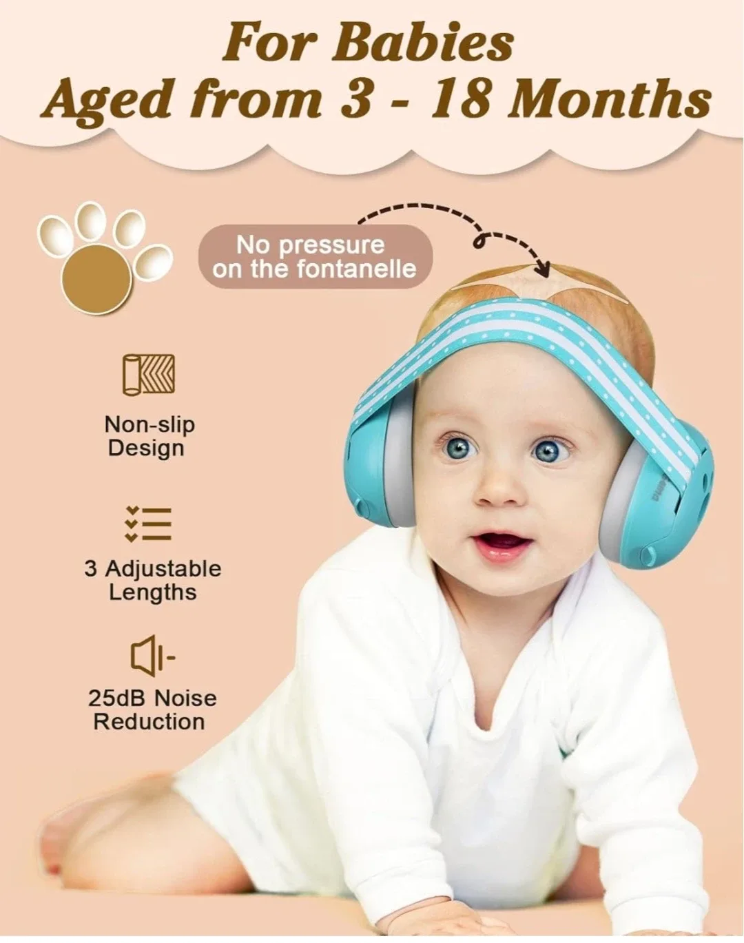 2-in-1 Baby Earmuffs Headphones protection image indicator(6)