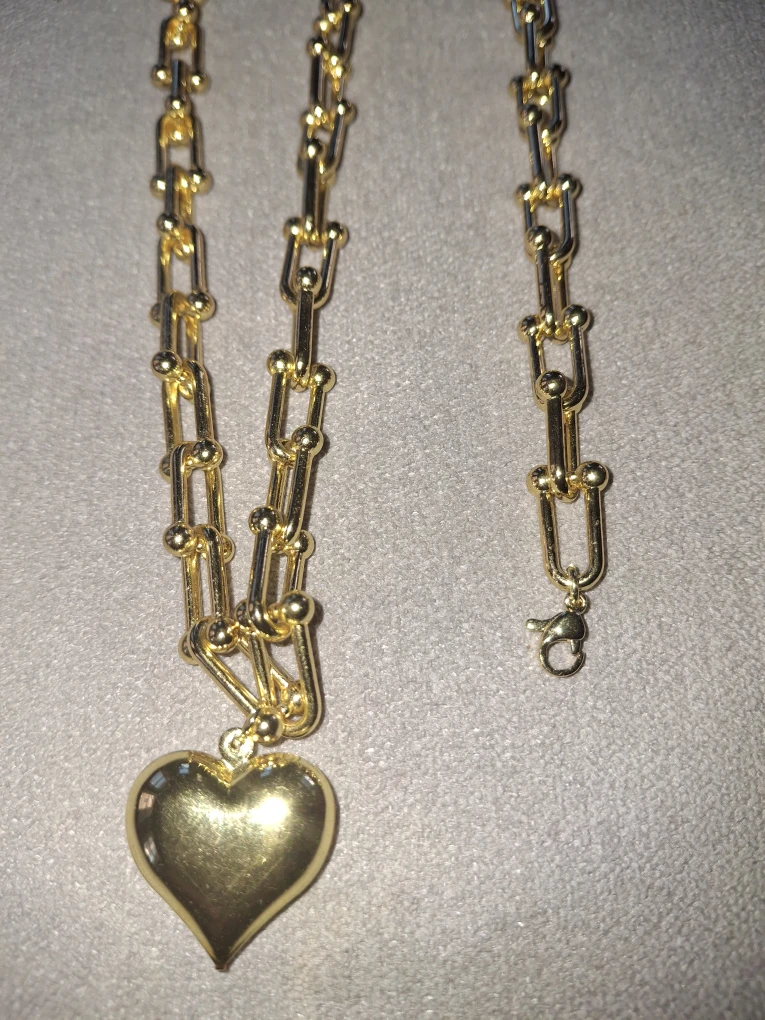 Gold Tone Heart Pendant Necklace & Bracelet Set - photo 2