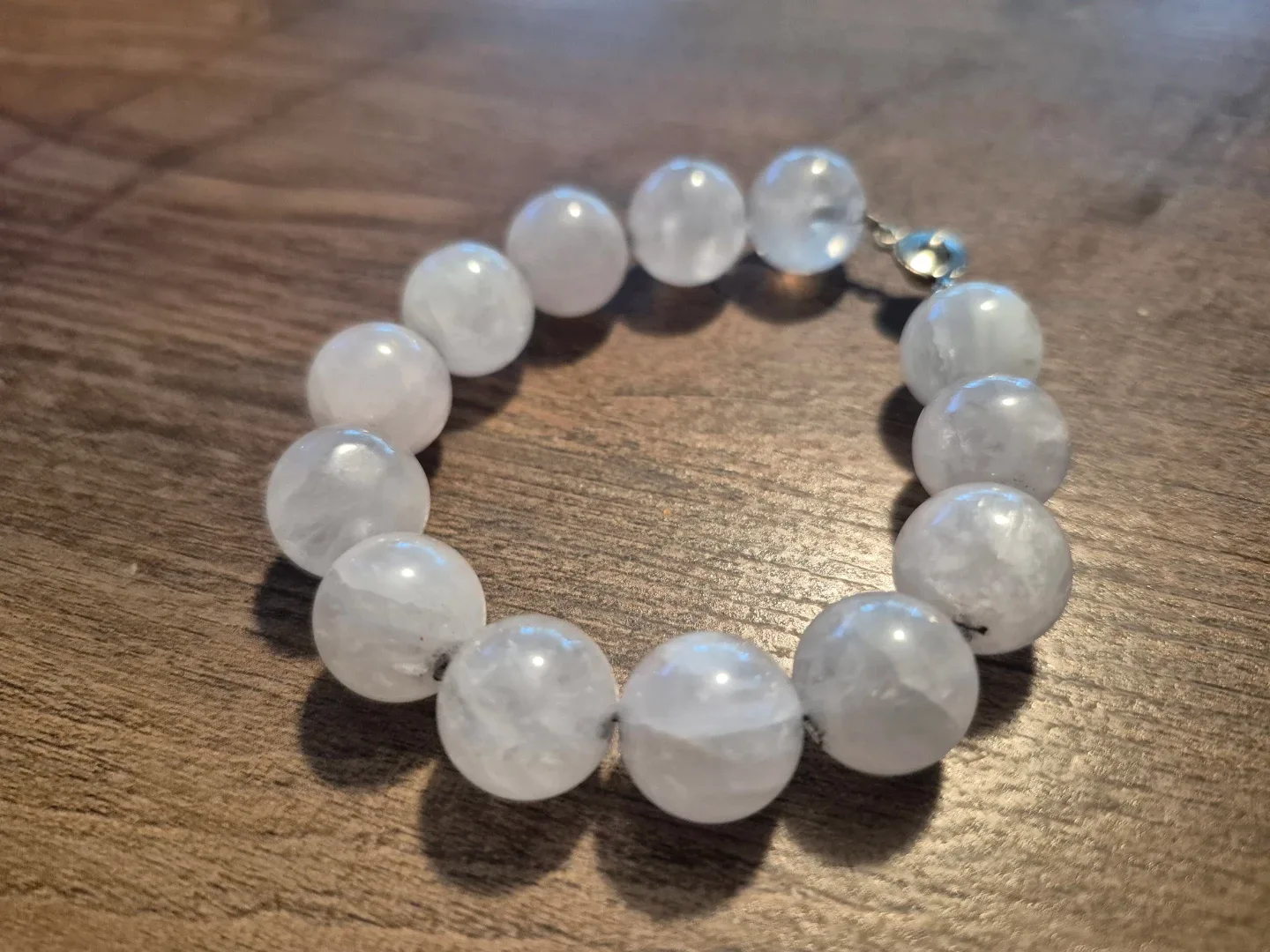 Beaded Stone Bracelet - White/Light pink