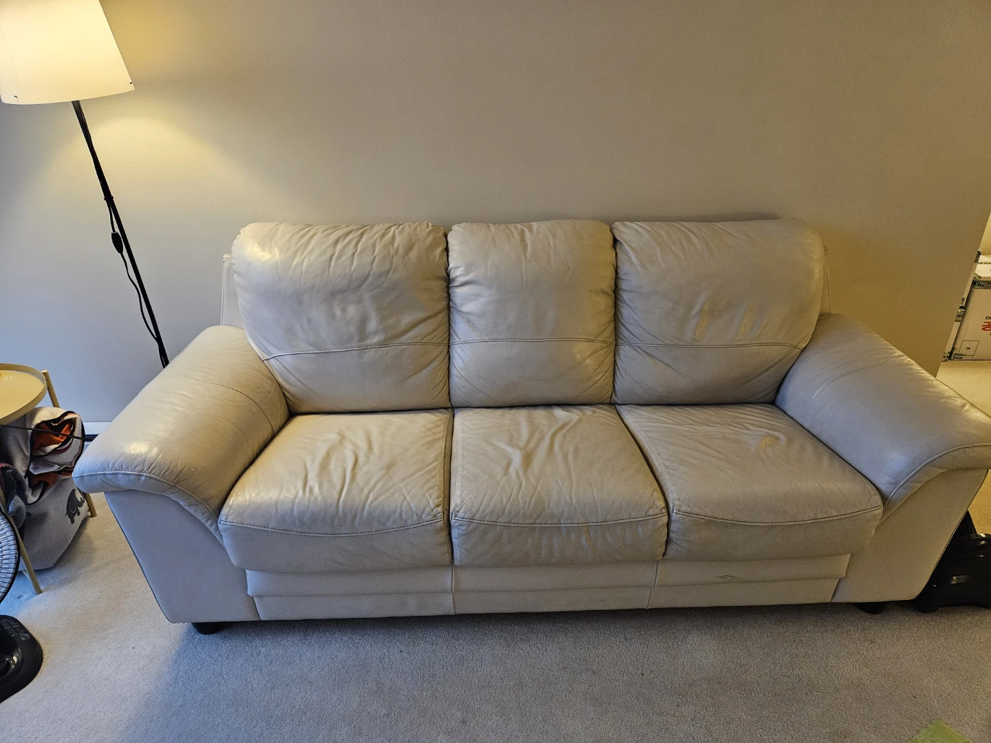 Cream Leather Sofa