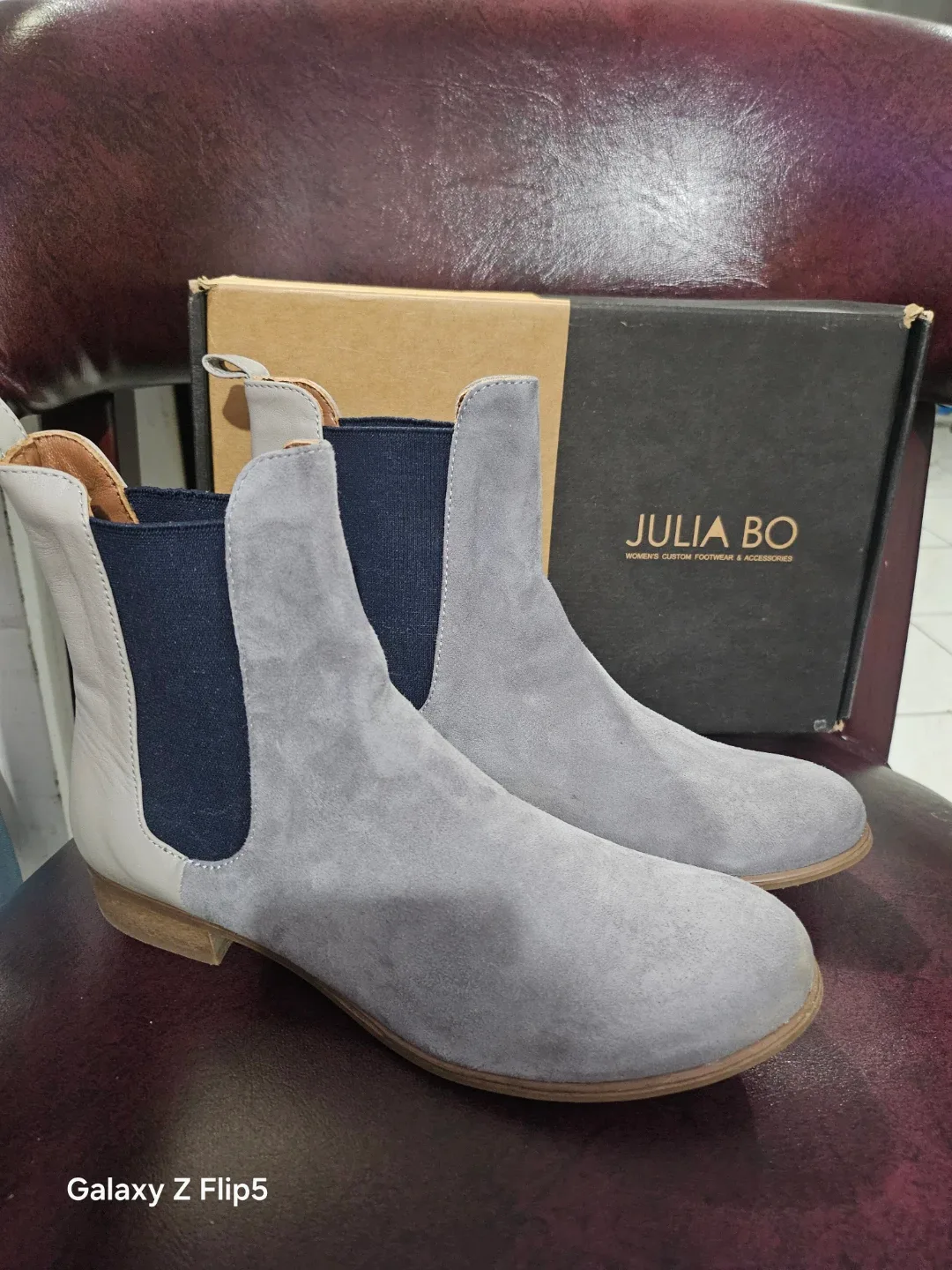 Julia Bo Grey Suede Chelsea Boots