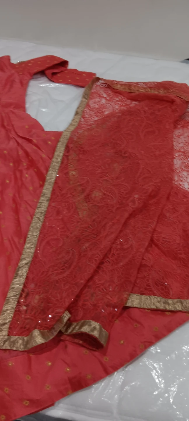 Orange slit dress with stretchable pjami with Dupatta - photo 3