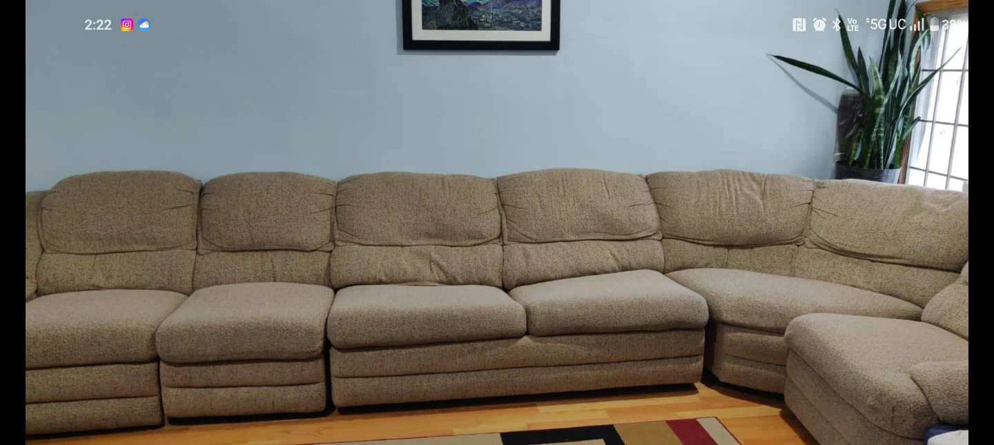 Sectional Sofa - Beige Patterned Fabric - photo 5