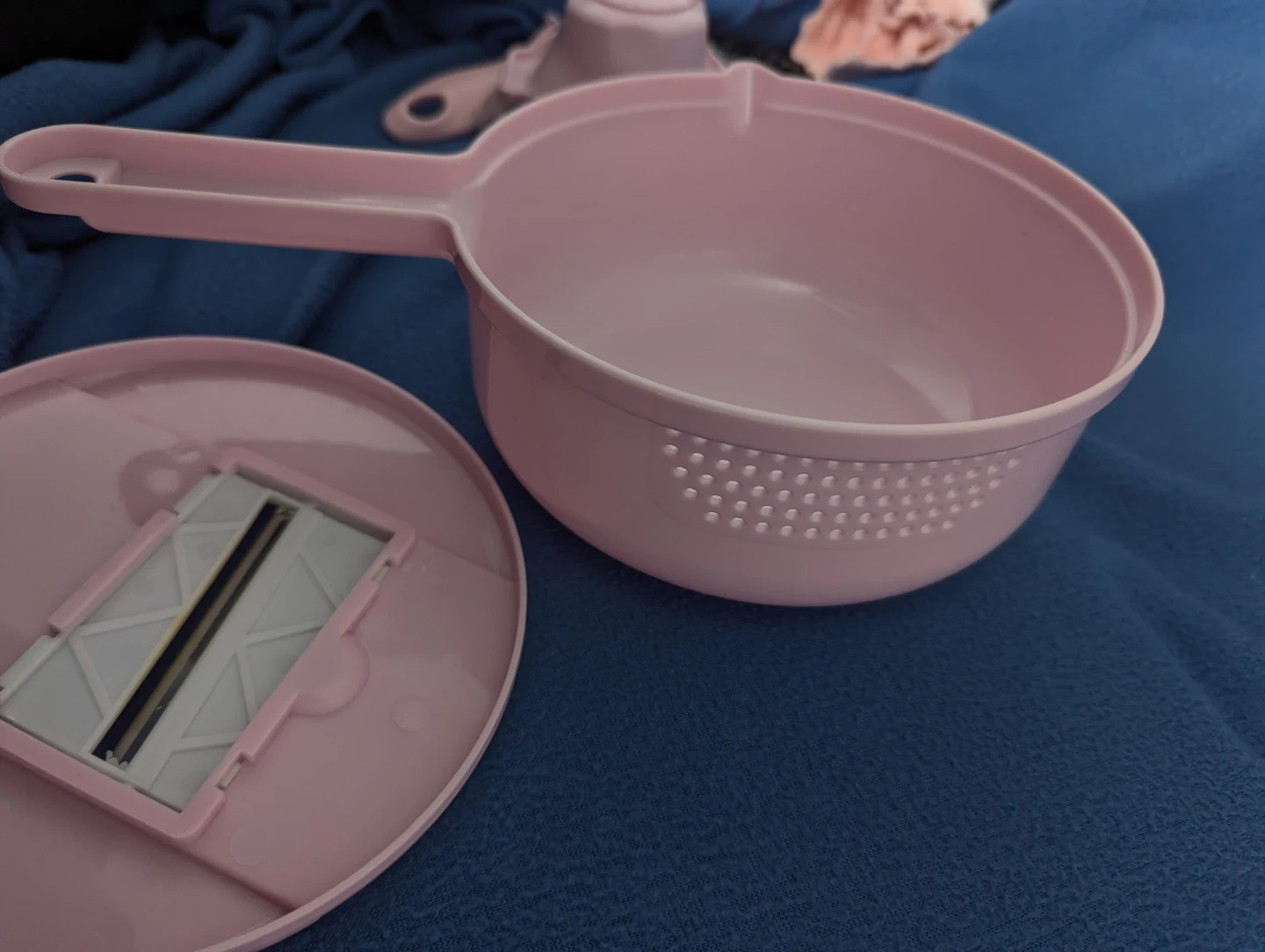 Cute Pink Mandoline Slicer and Grater with Accessories