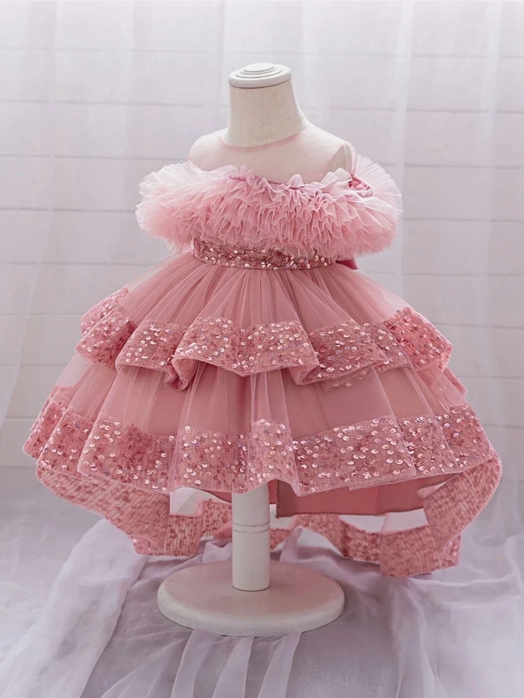 Pink Tulle Dress with Sequins - photo 3