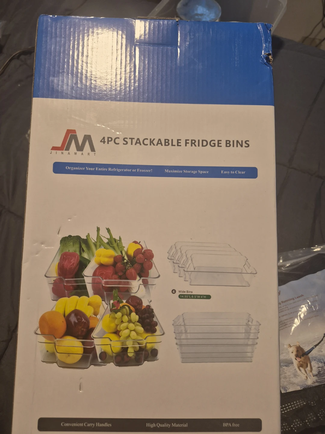Jinamart 4PC Stackable Fridge Bins - New
