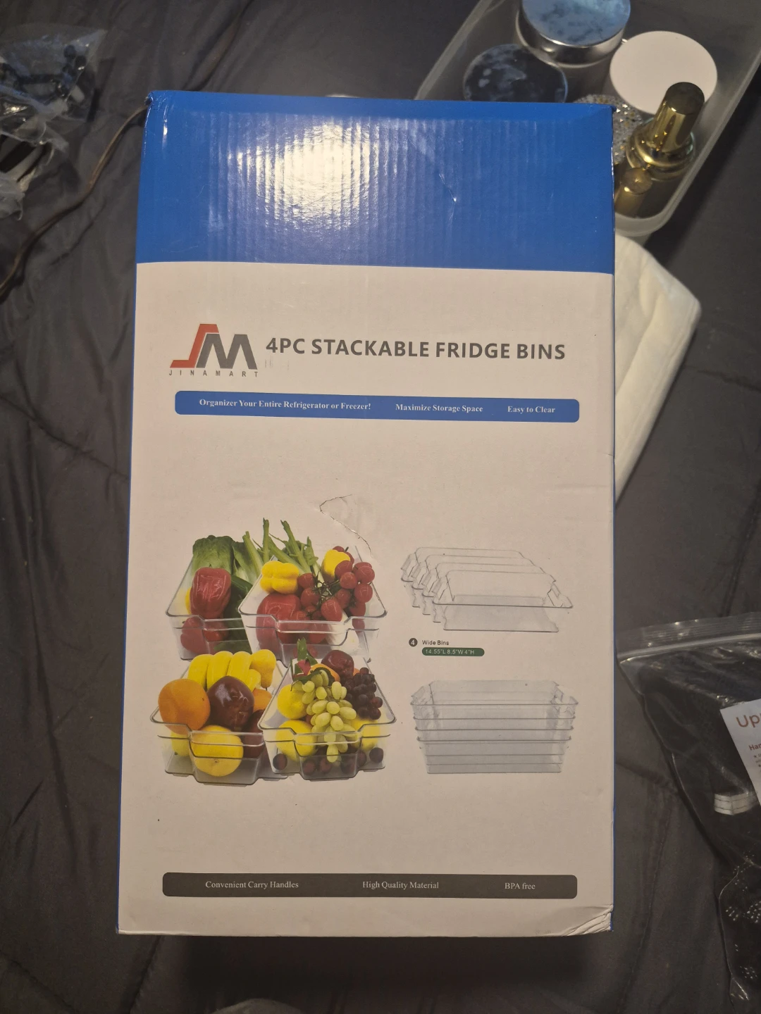 Jinamart 4PC Stackable Fridge Bins - New - photo 3