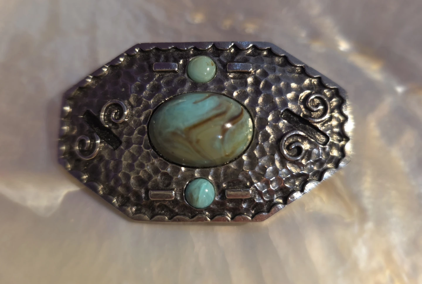 Vintage Navajo style Turquoise Stone Silver Tone Brooch