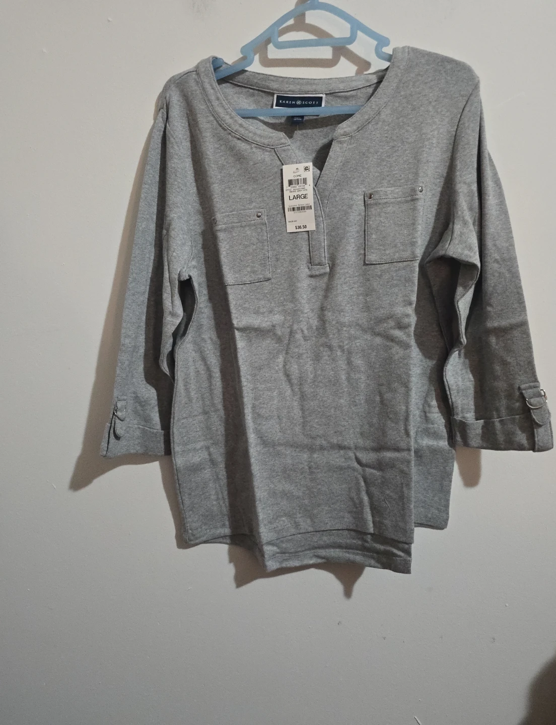Karen Scott Gray Top - Size Large