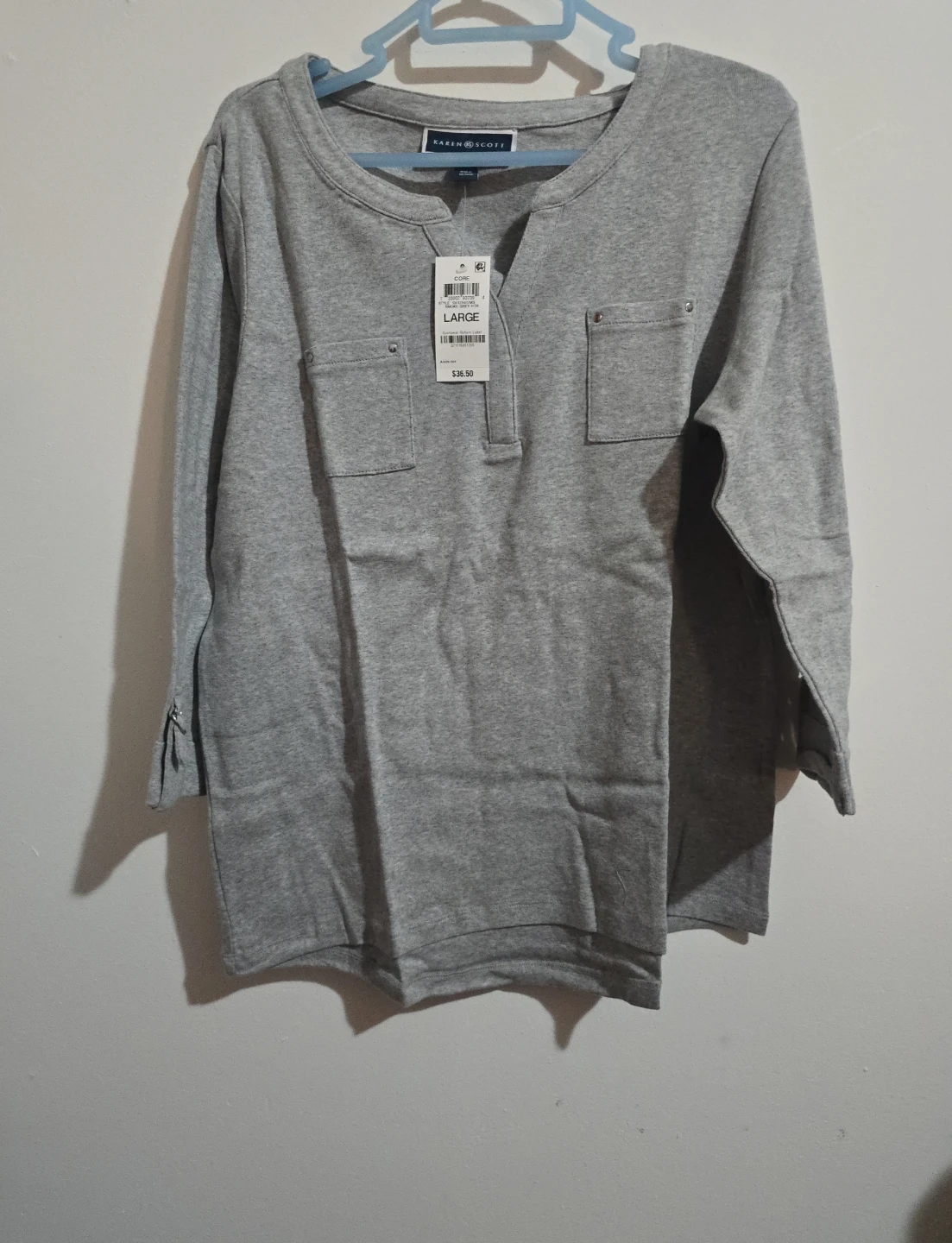 Karen Scott Gray Top - Size Large - photo 2
