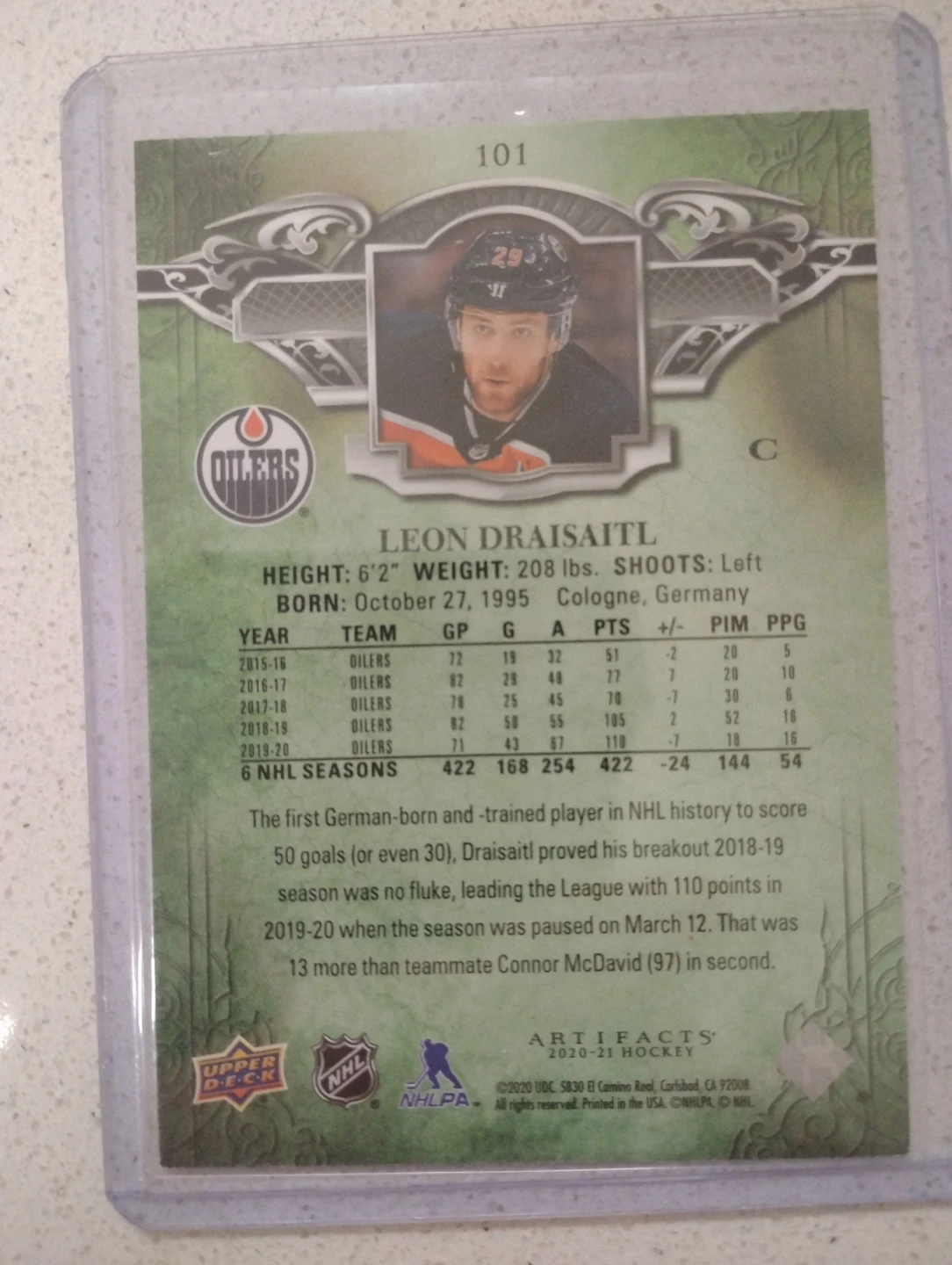 Leon Draisaitl Artifacts Hockey Card 🥕 - photo 2