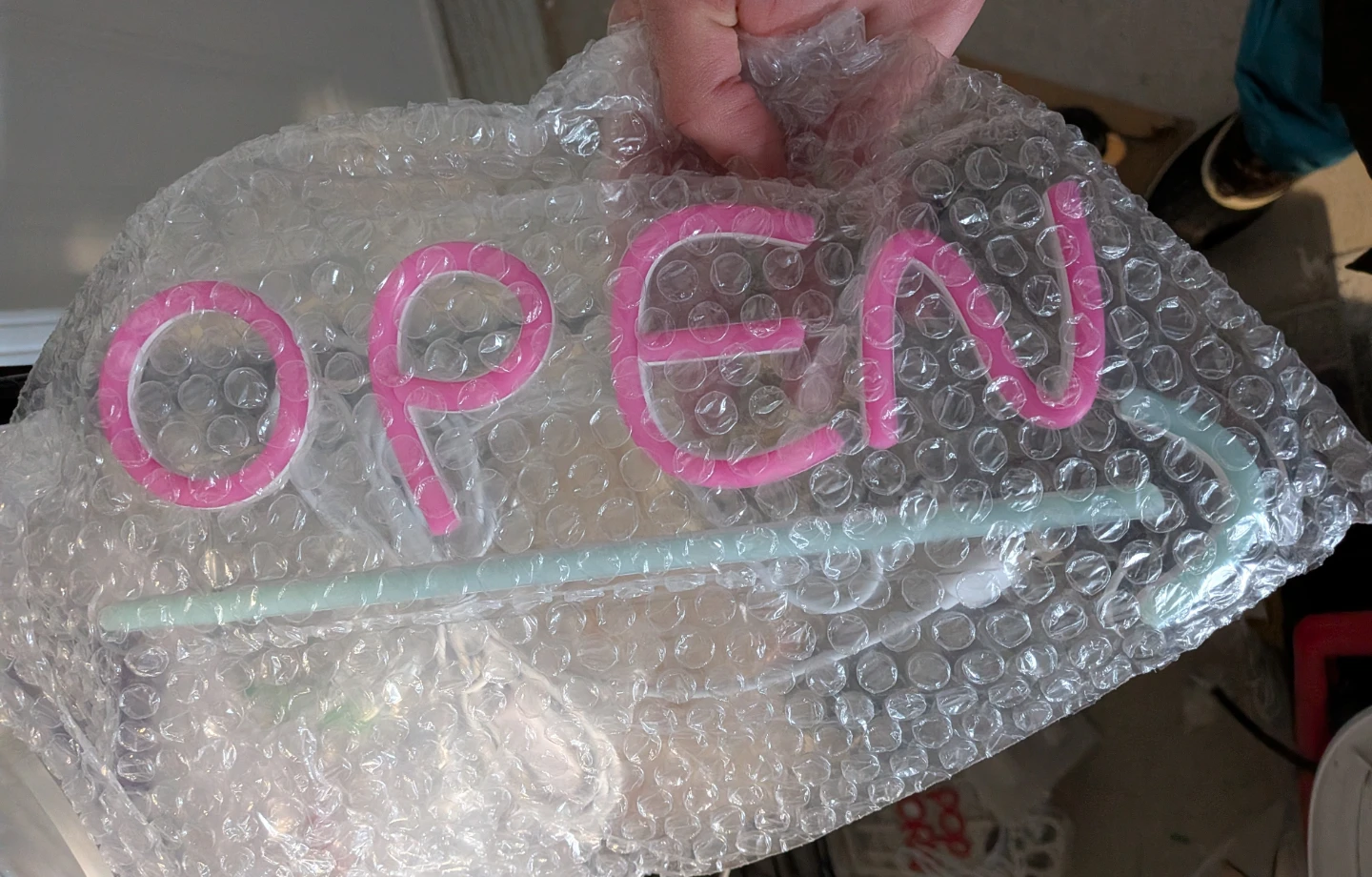Pink LED OPEN Sign