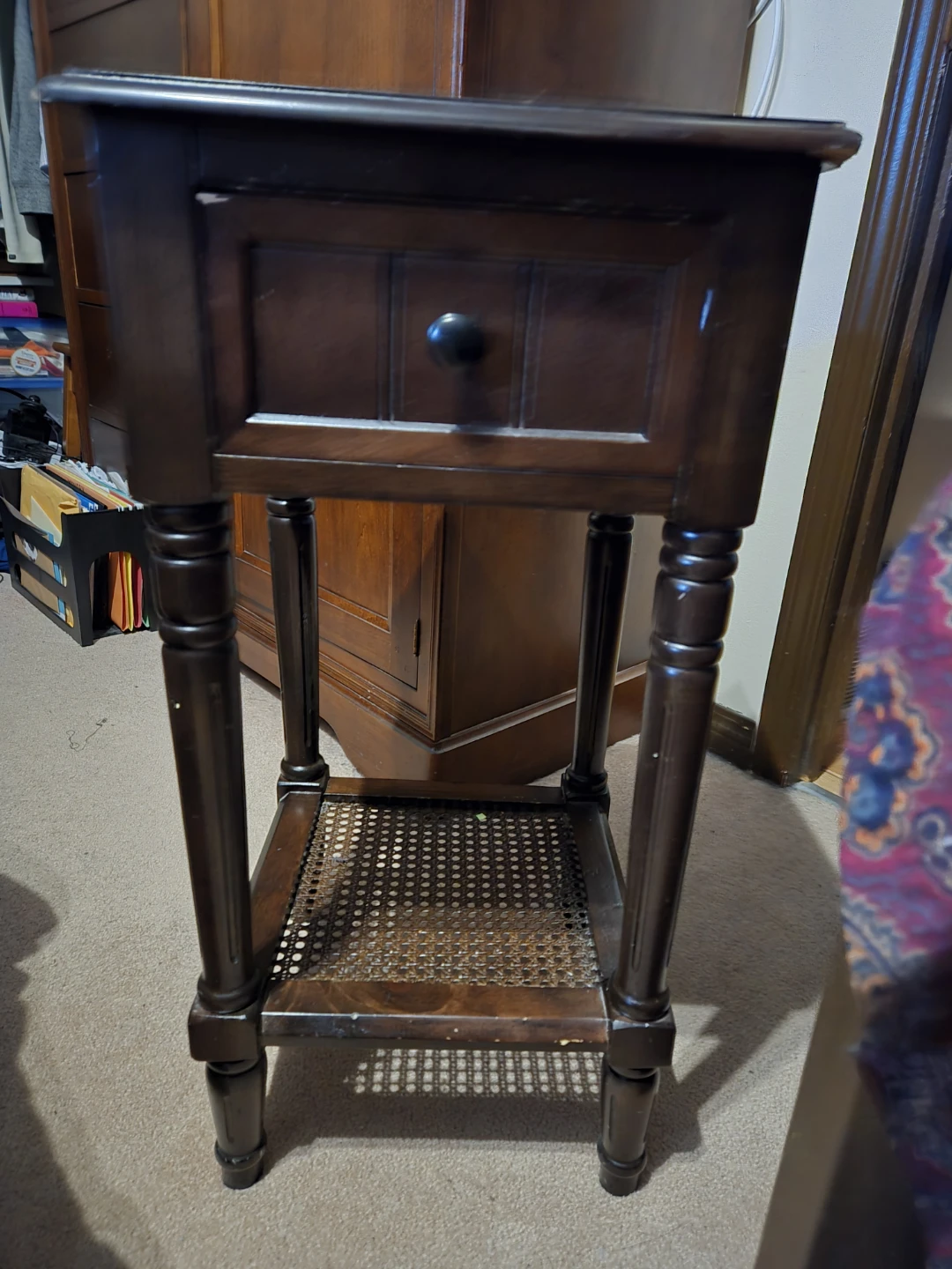 Brown Wood End Table with Drawer