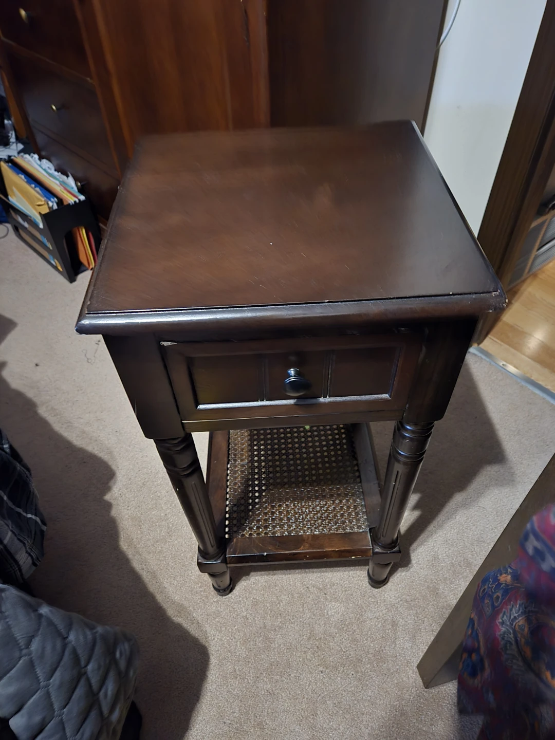 Brown Wood End Table with Drawer - photo 2