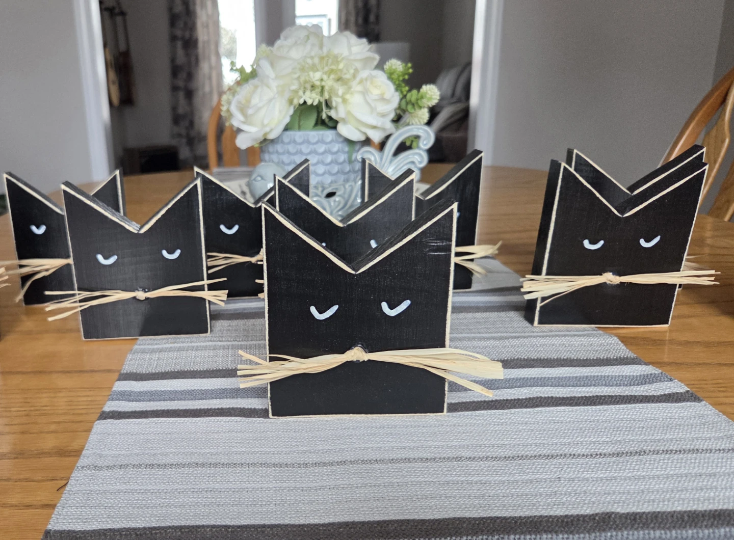 Rustic wooden black cats