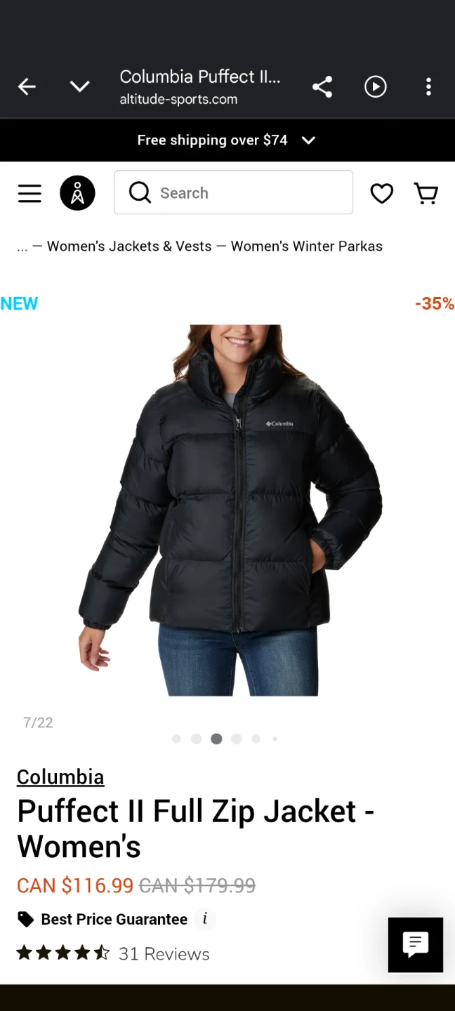 Columbia Puffect II Full Zip Jacket - Women's XS
