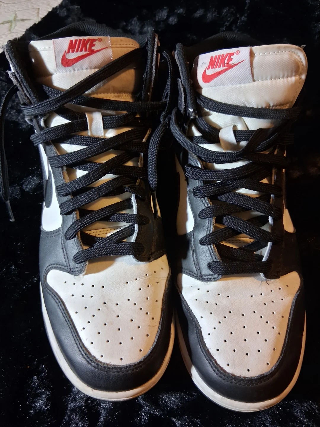 Nike Dunk High Top Sneakers Black White Men's Size 10