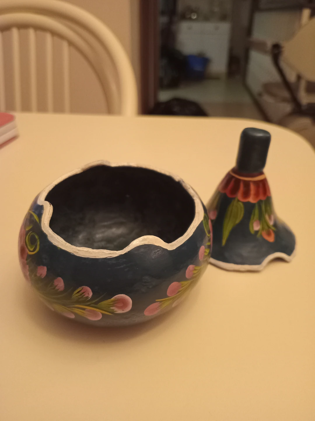 Hand-Painted Gourd Trinket Box - photo 3