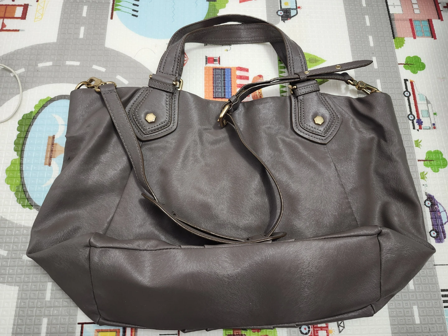 Marc Jacobs Grey Leather Tote Bag