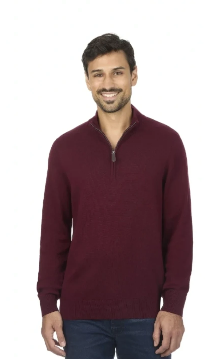 Brand New George Pomegranate Heather Qtr Zip Sweater XL