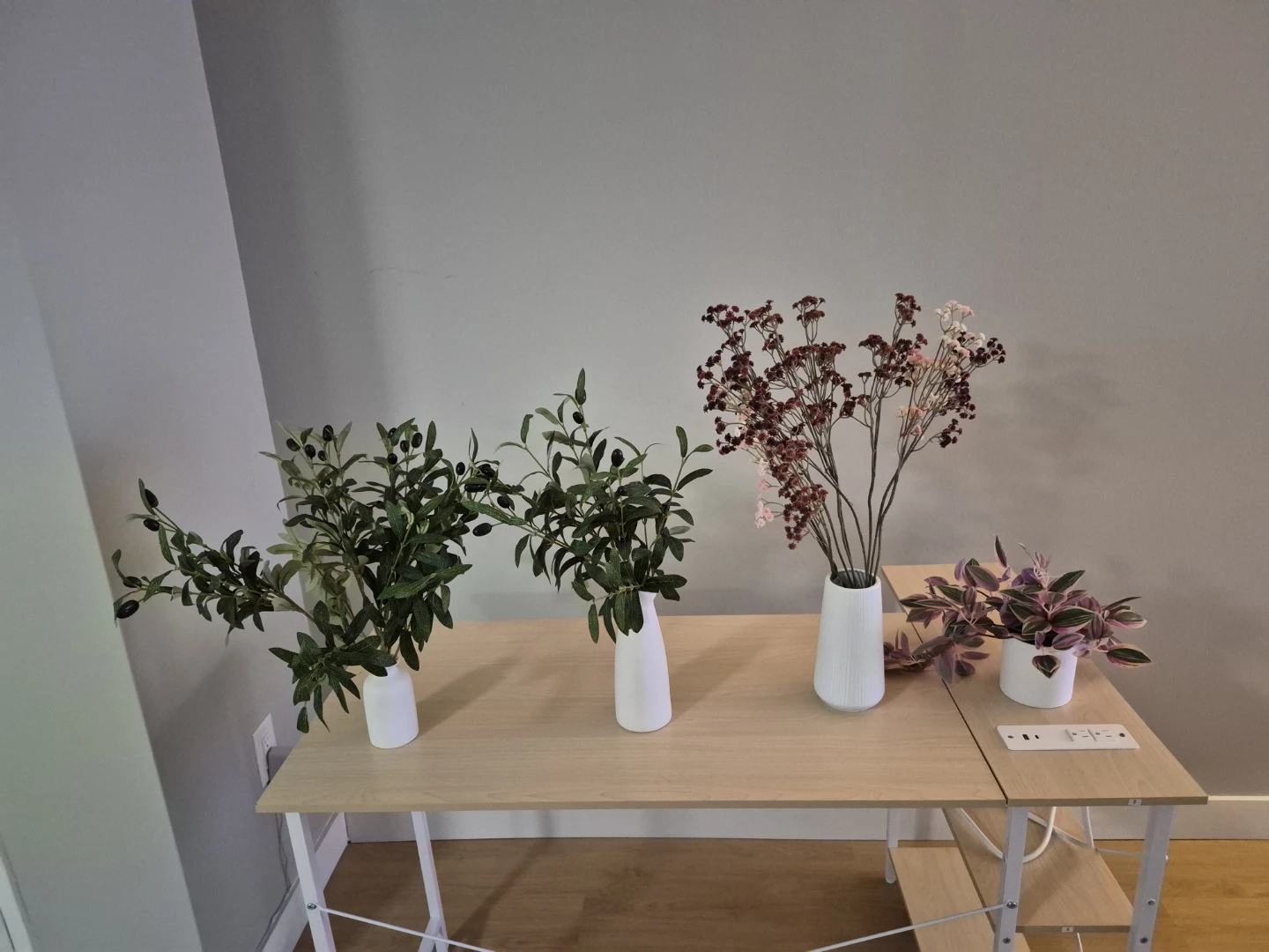 White Ceramic Vase with Artificial Flowers