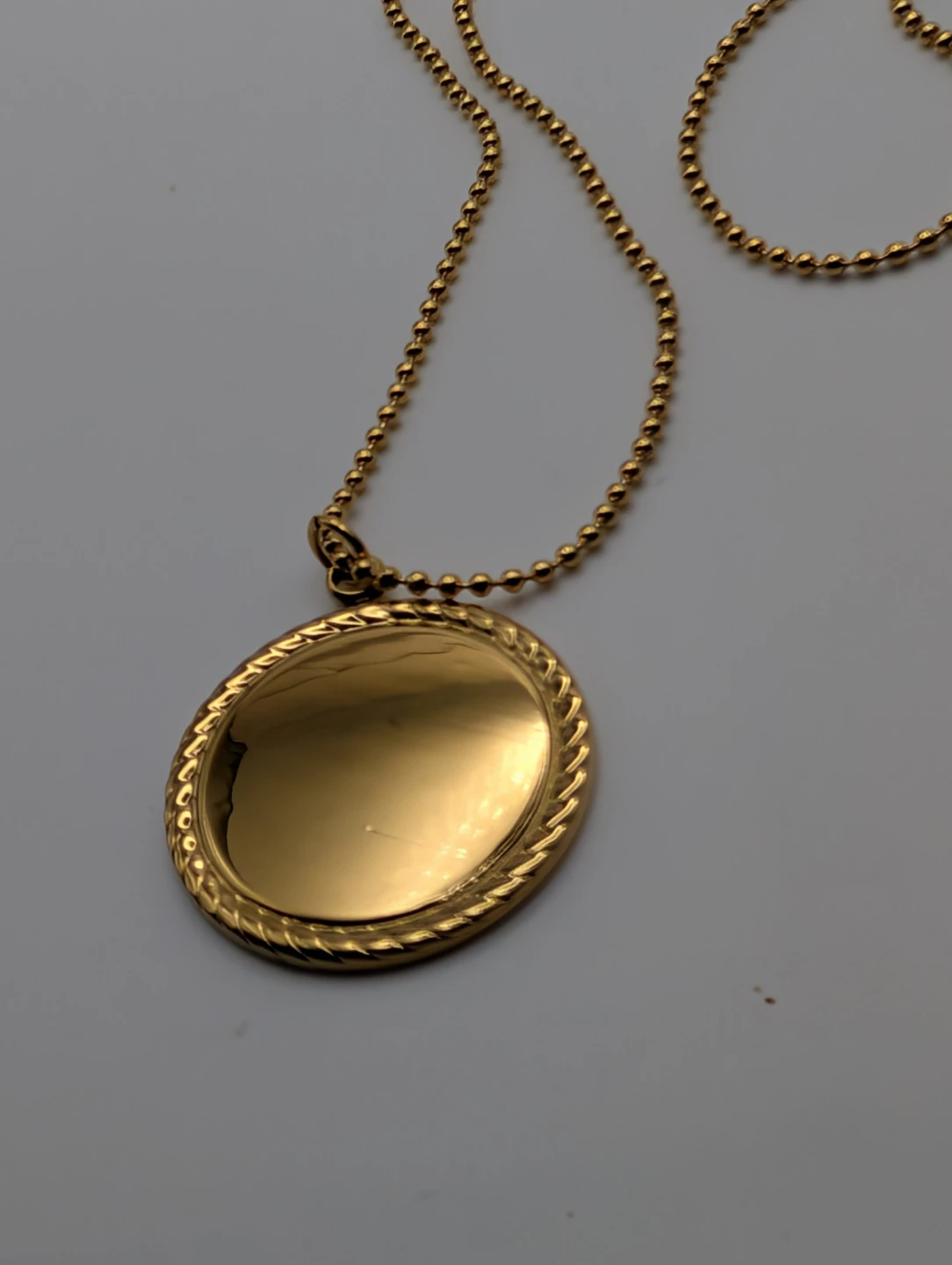 Gold Tone Oval Locket-like Necklace with Ball Chain (3 for $10)