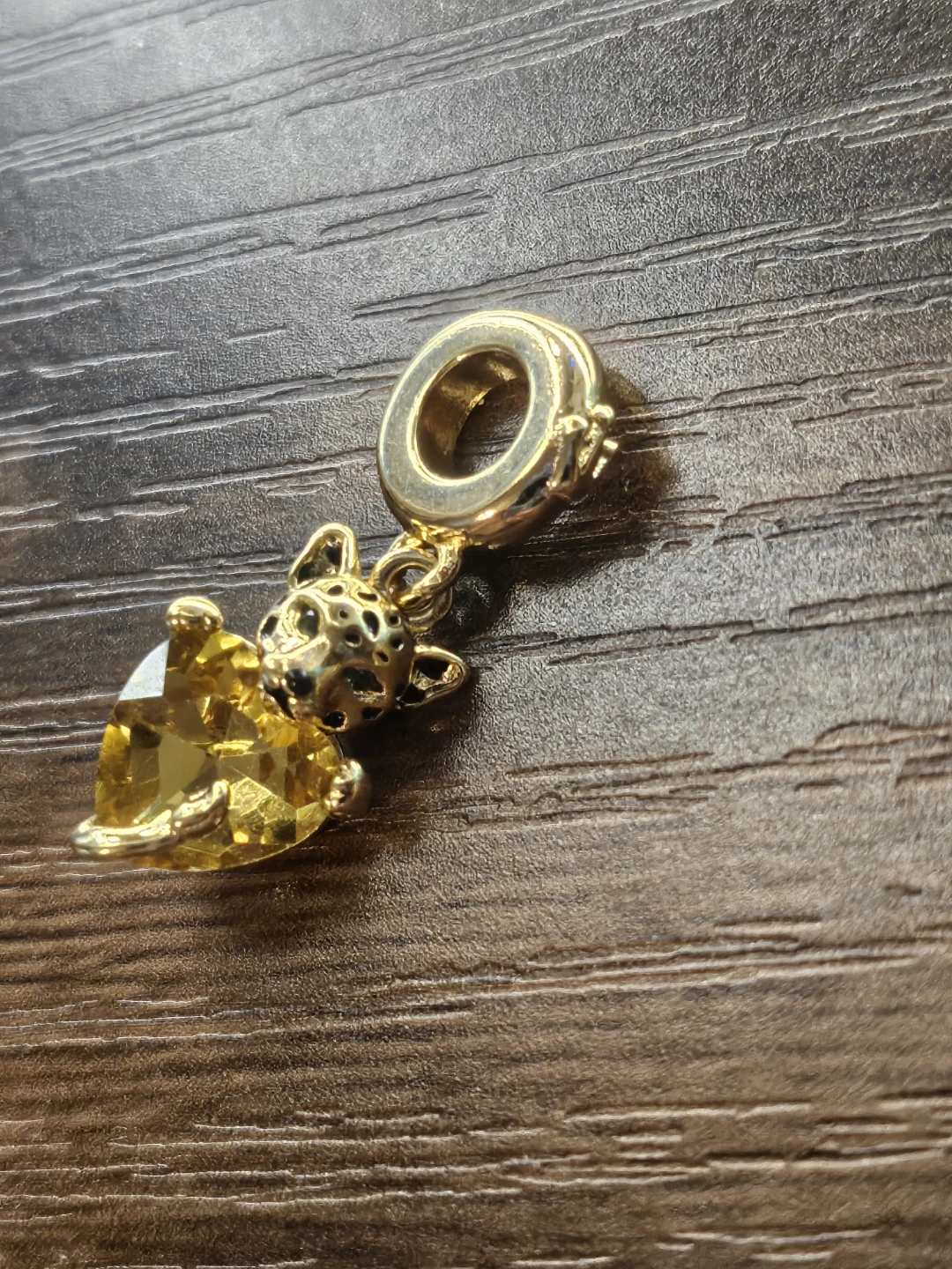 S925 Gold Leopard Heart Charm - photo 2