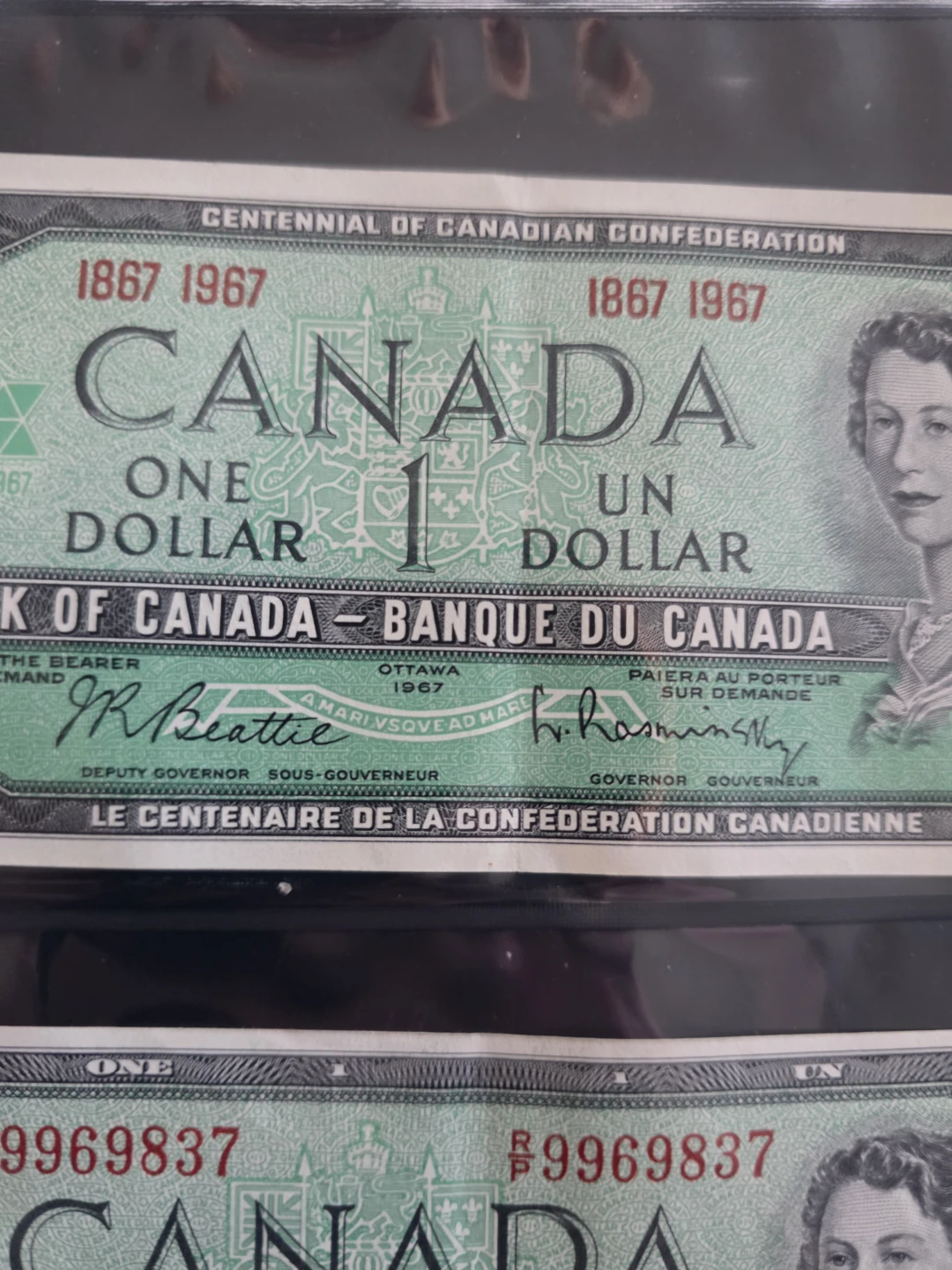 1954 x 2 and 1 1967 Canadian One Dollar Bill - photo 3