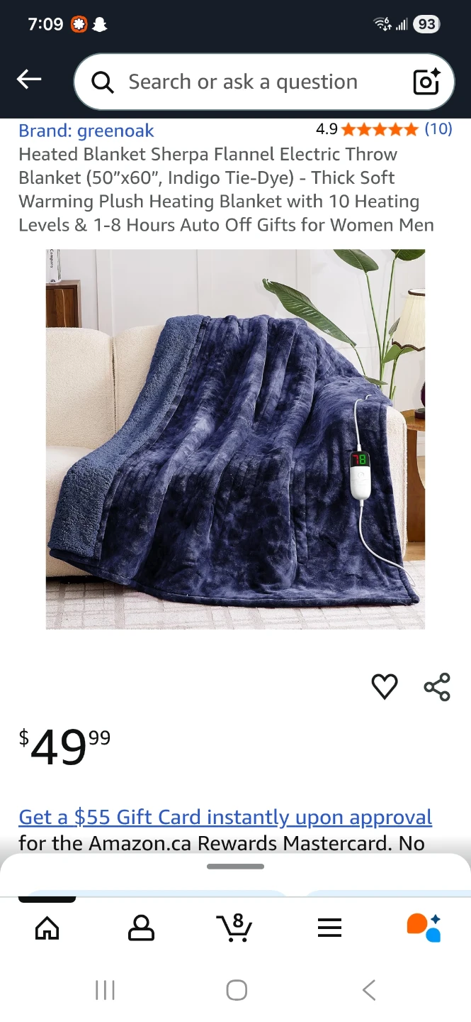 Heated Blanket, Indigo, 50"x60"